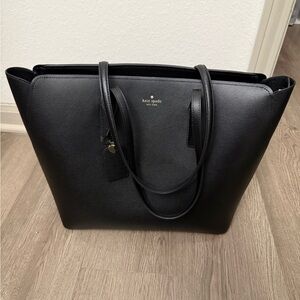 Kate Spade New York zip top leather tote- black